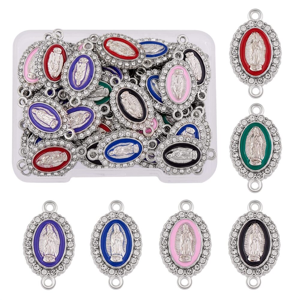 5198 60 Pieces Virgin Mary Charms Pendants Our Lady Virgin Mary Link Enamel